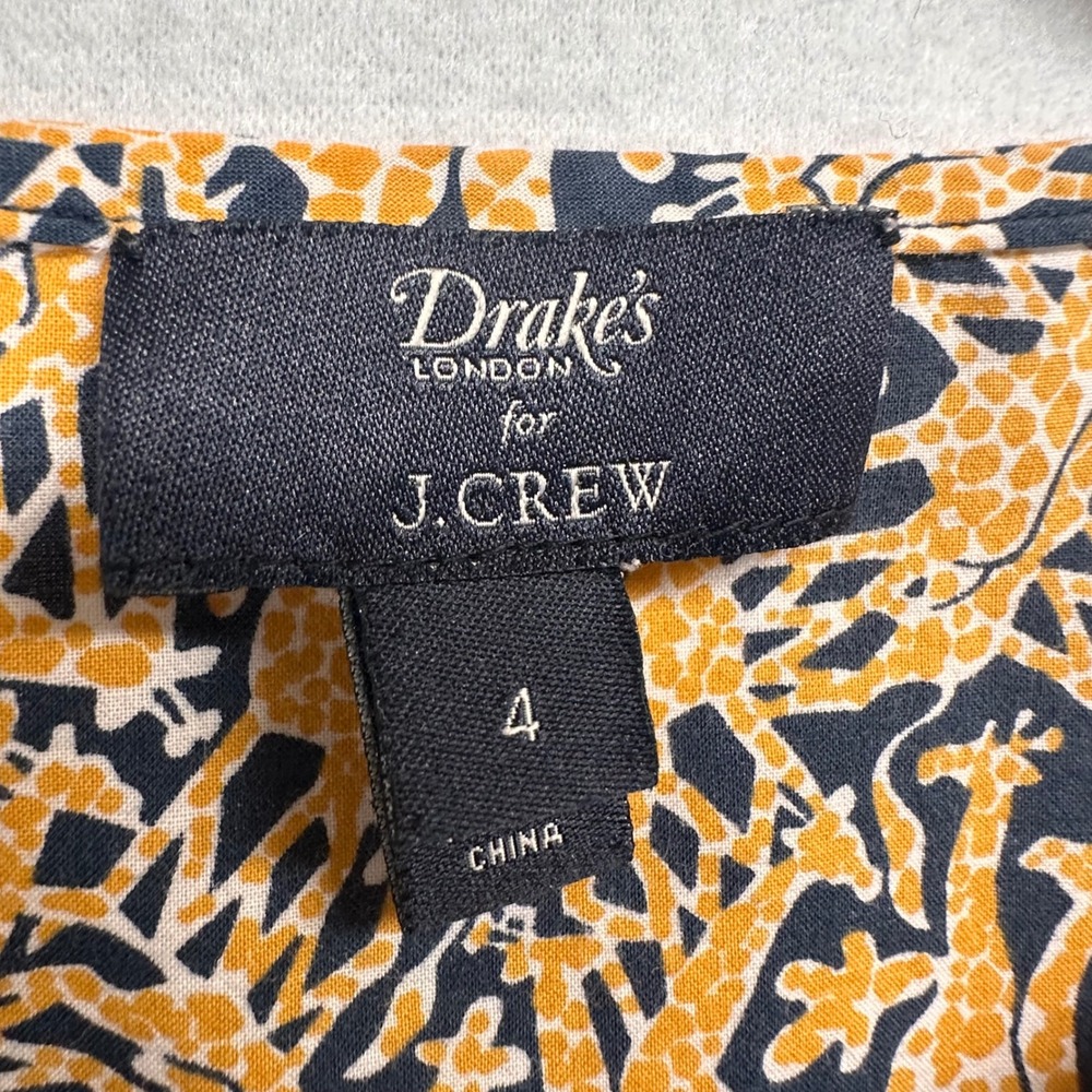J.Crew Drake's London Top Womens 4 Giraffe Print Bell Sleeve Keyhole Popover - Picture 4 of 10